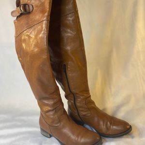 Genuine leather over-the-knee riding boots
